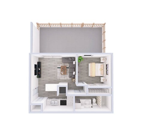 Floor plan for 1 bed, 1 bath, 525 sqft